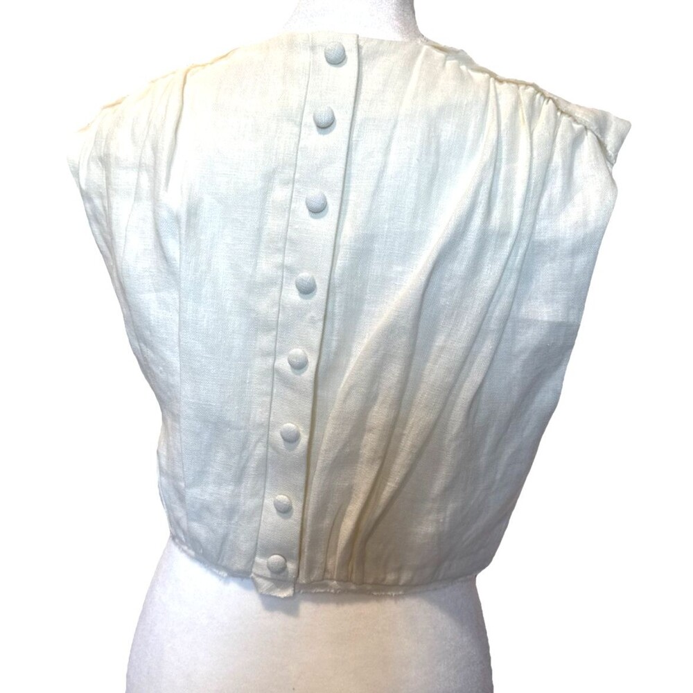 Aje. Byblos Ring-Embellished 100% Linen Crop Top Sz 8 Designer Quiet Luxury - Picture 2 of 15
